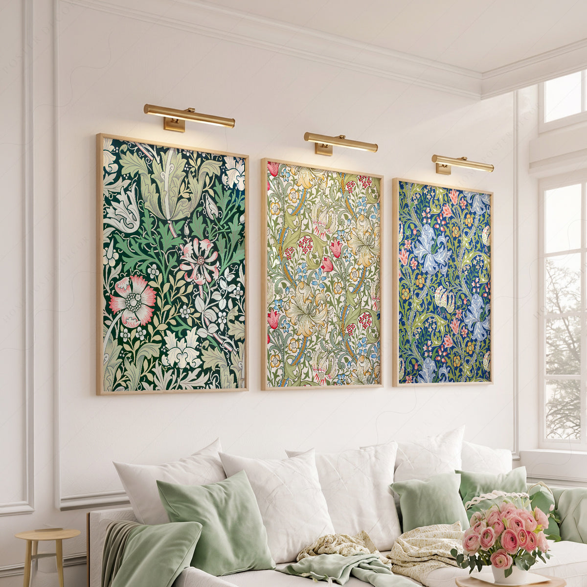 William Morris Golden Lily and Pimpernel Floral Trio – Set of 3 Art Prints – 03-05 — artwork preview 6