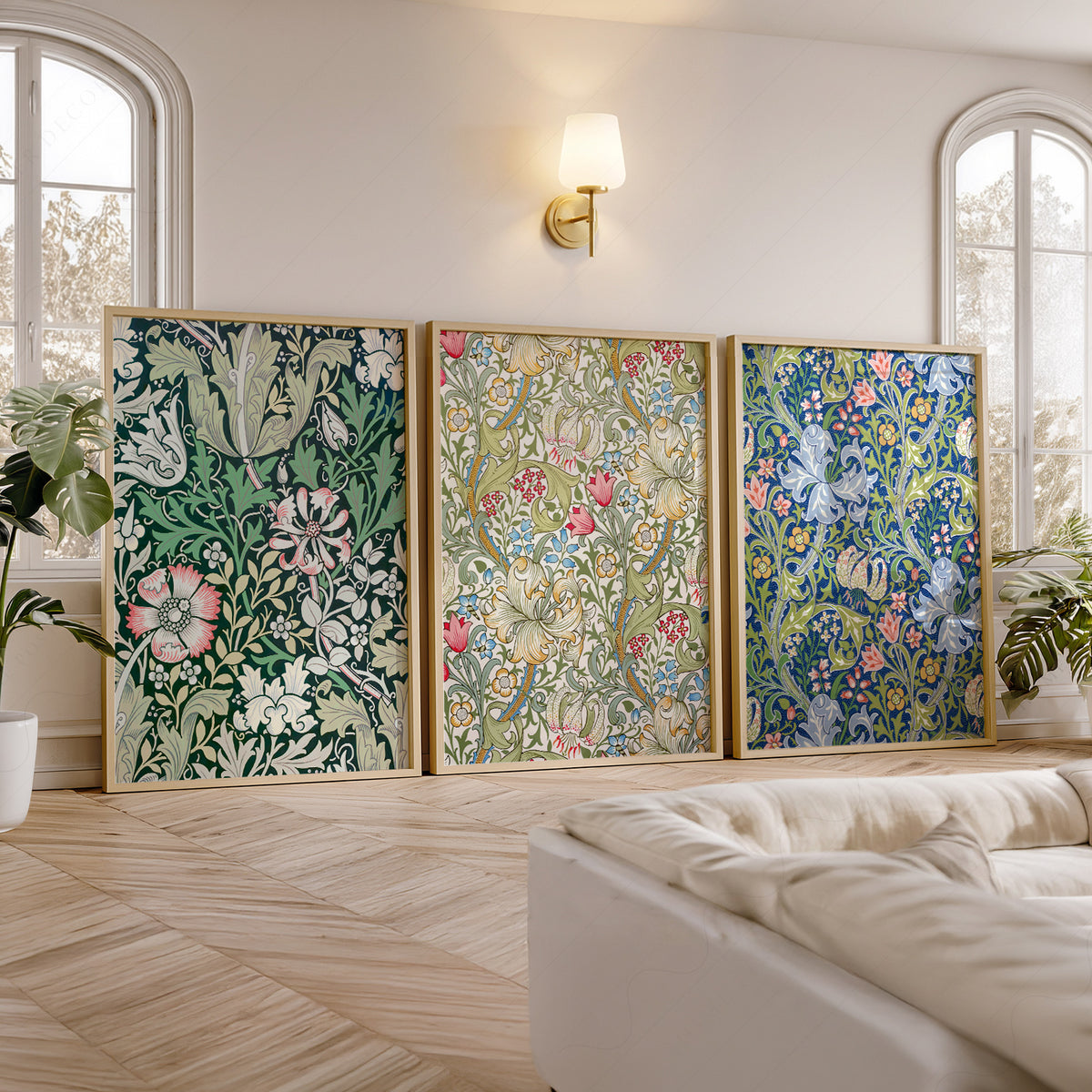 William Morris Golden Lily and Pimpernel Floral Trio – Set of 3 Art Prints – 03-05 — artwork preview 5