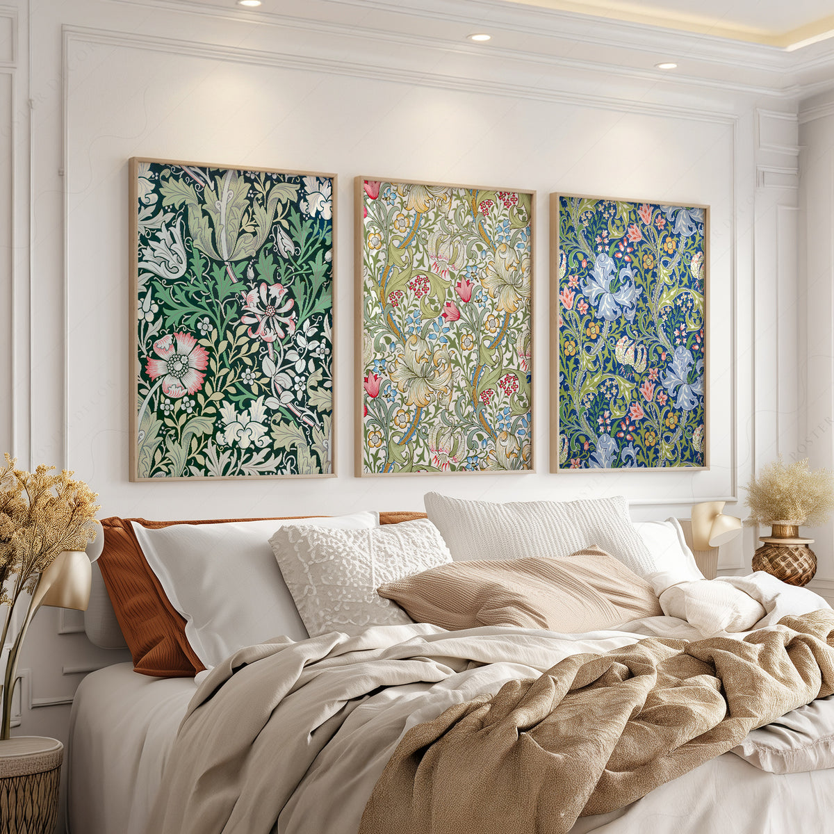 William Morris Golden Lily and Pimpernel Floral Trio – Set of 3 Art Prints – 03-05 — artwork preview 3