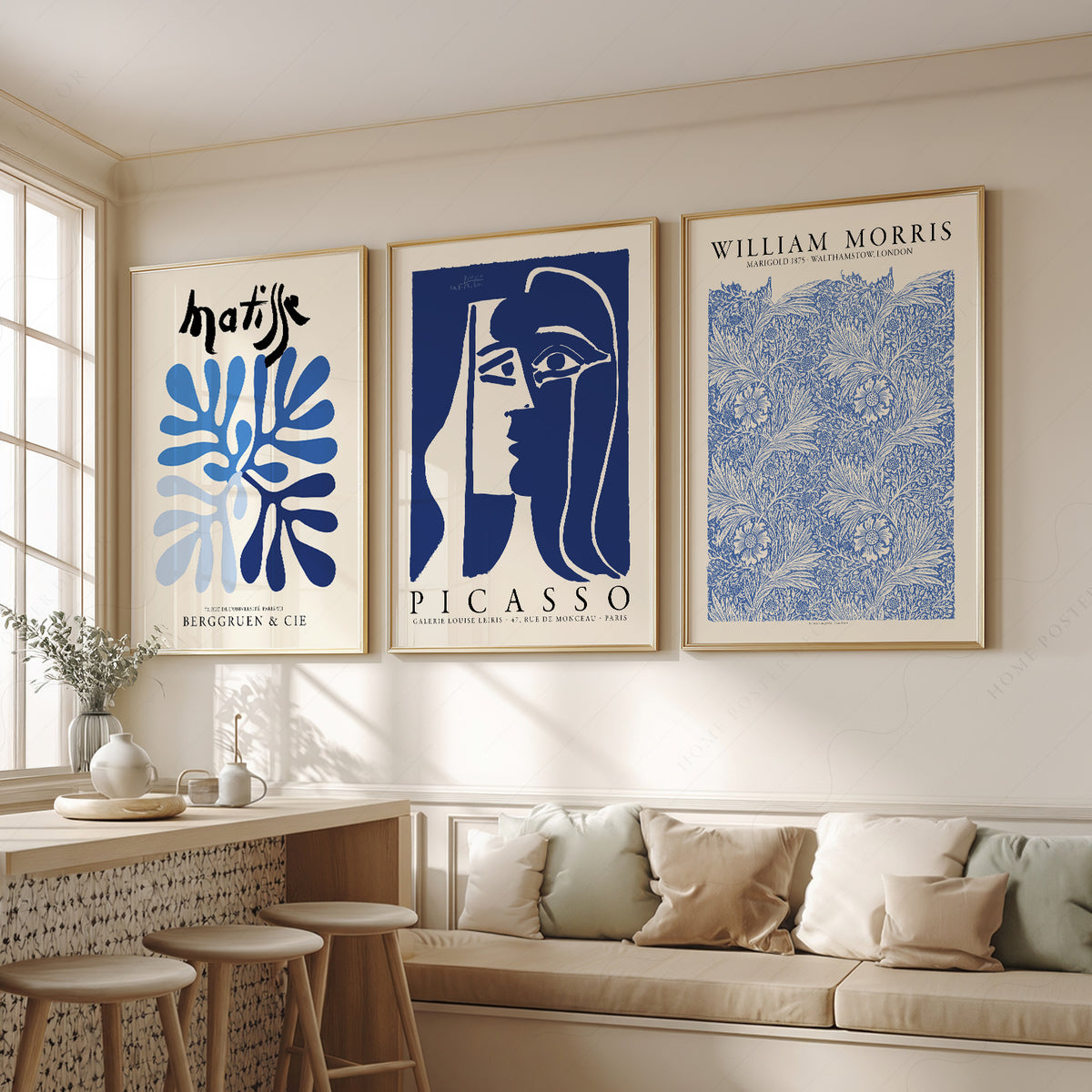 Henri Matisse, Picasso and Morris Blue Art Prints, Set of 3 – 0-83 — artwork preview 2