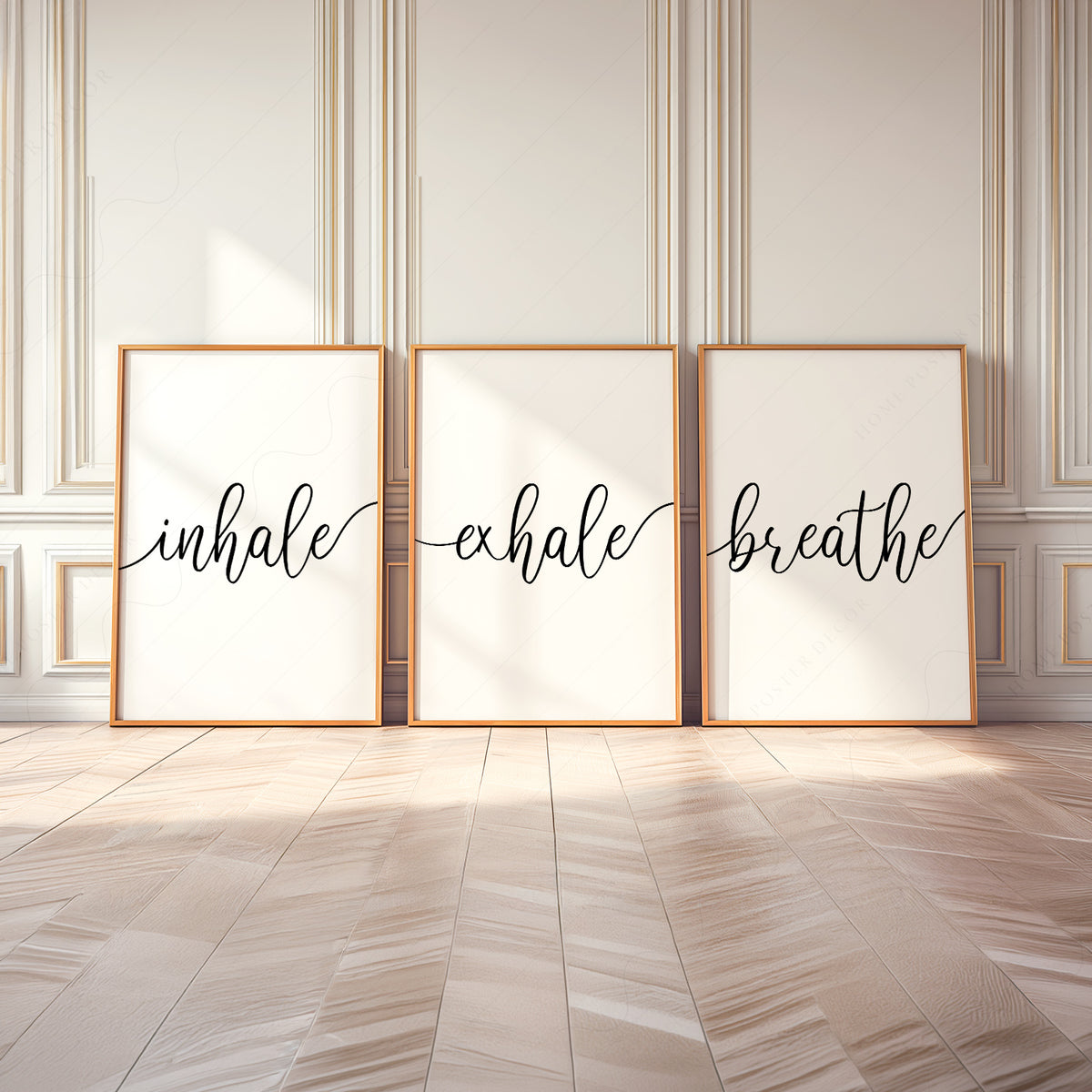Inhale Exhale Breathe Print Set of 3 – Minimalist Typography Wall Art – 25 — artwork preview 8