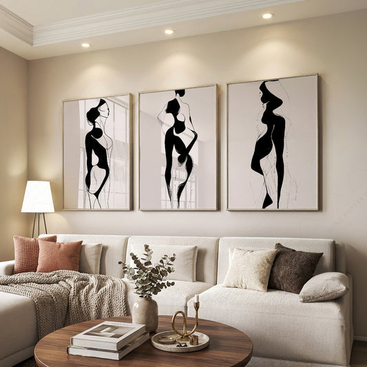 Minimalist Female Figure Line Art Set of 3 Prints – Modern Wall Decor – 00-02 — artwork preview 7