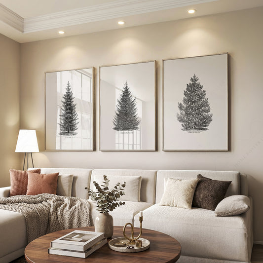 Norway Spruce Trees Wall Art Set of 3 – Vintage Botanical Prints – 18-000 — artwork preview 7