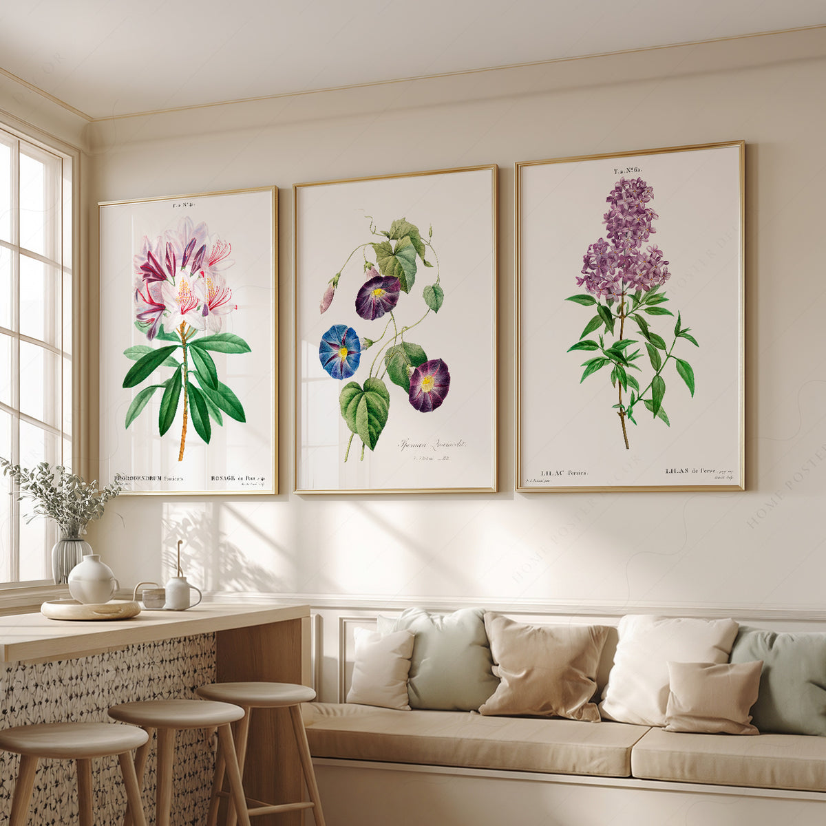 Vintage Botanical Print Set of 3 – Antique Floral Wall Art Posters – 0-08 — artwork preview 2