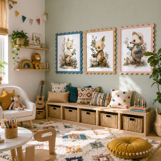 Woodland Nursery Art Set – Whimsical Forest Animals Storybook Prints – 70-02 — artwork preview 10