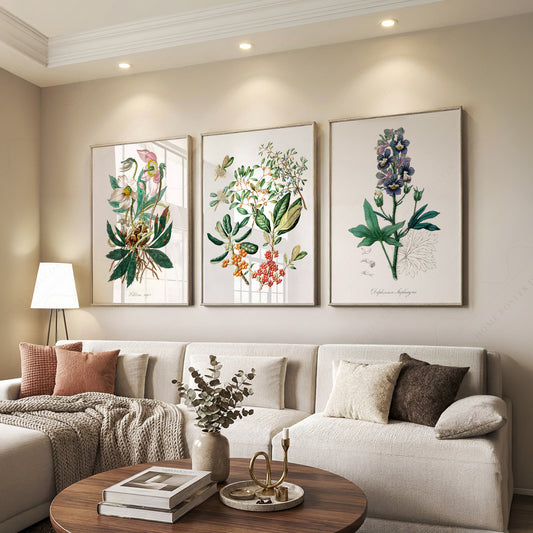 Botanical Gallery Wall Set of 3 Prints – Vintage Flower Art Posters – 00-01 — artwork preview 7