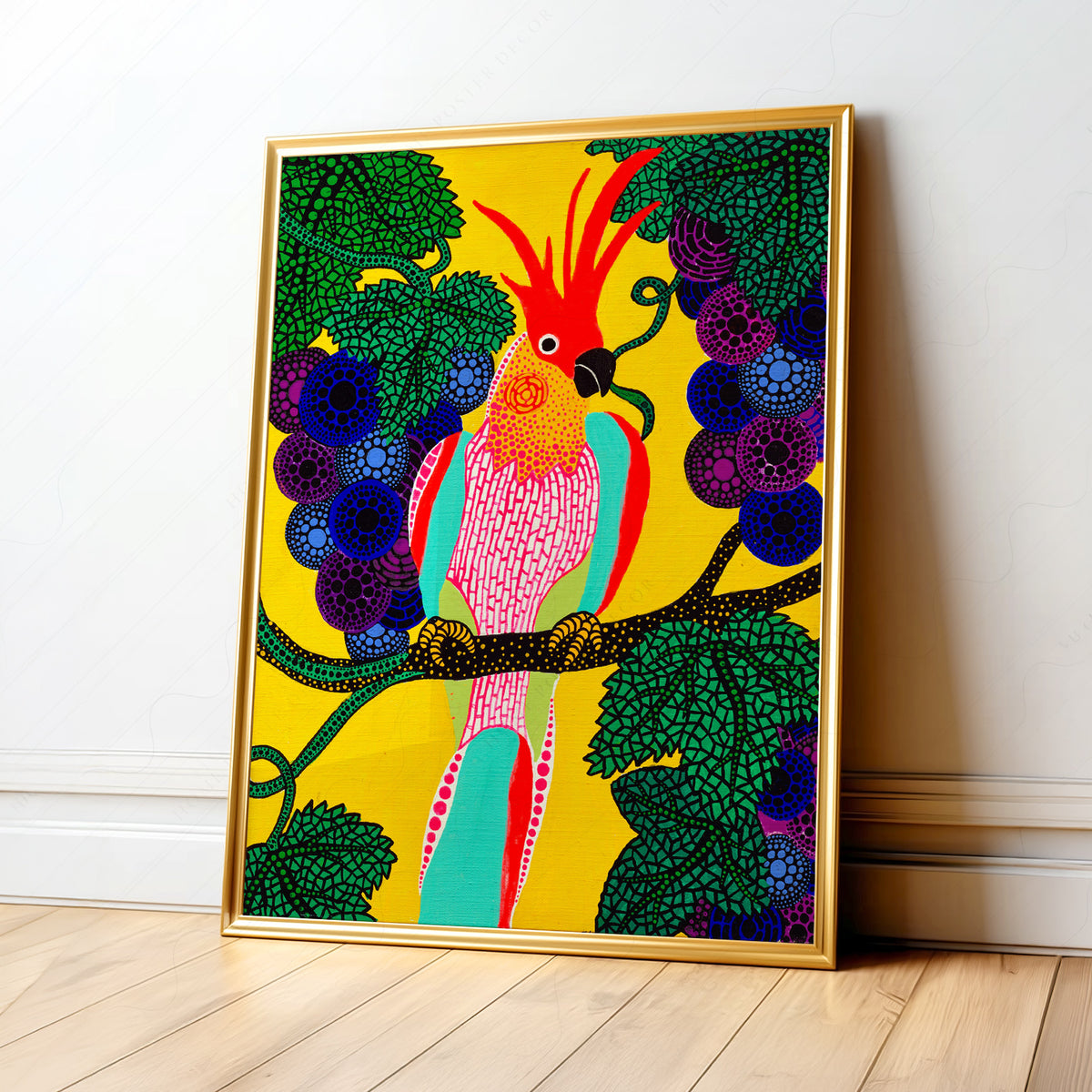 Yayoi Kusama Colourful Bird Painting Art Print — artwork preview 1