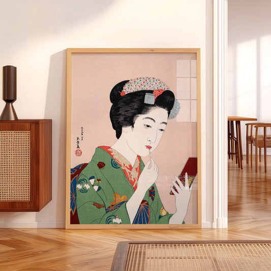 Goyo Hashiguchi Woman Applying Lipstick Print – Japanese Ukiyo-e Wall Art — artwork preview 5