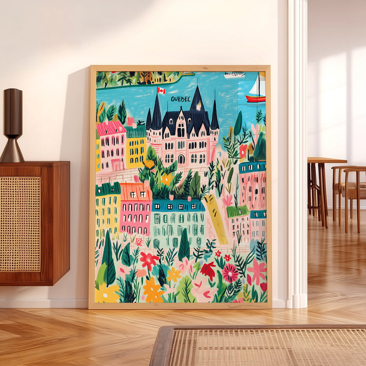 Quebec City Colourful Illustration Art Print — artwork preview 5