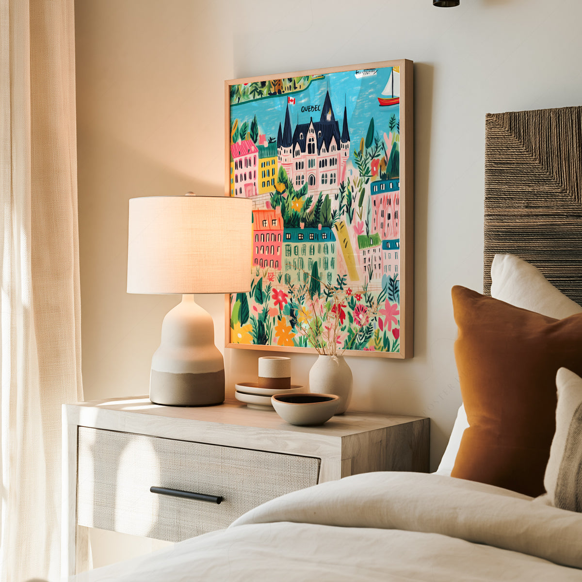 Quebec City Colourful Illustration Art Print — artwork preview 19