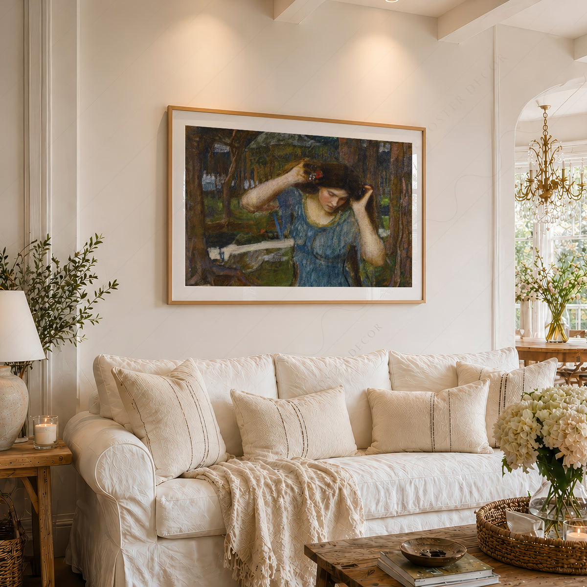 John William Waterhouse Woman in Blue in a Woodland Art Print — artwork preview 6