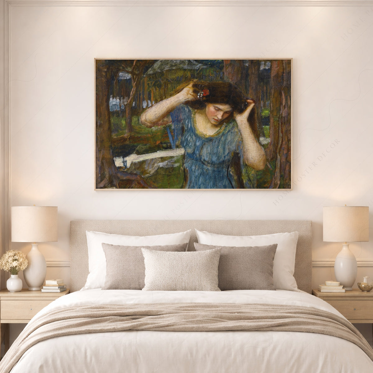 John William Waterhouse Woman in Blue in a Woodland Art Print — artwork preview 17