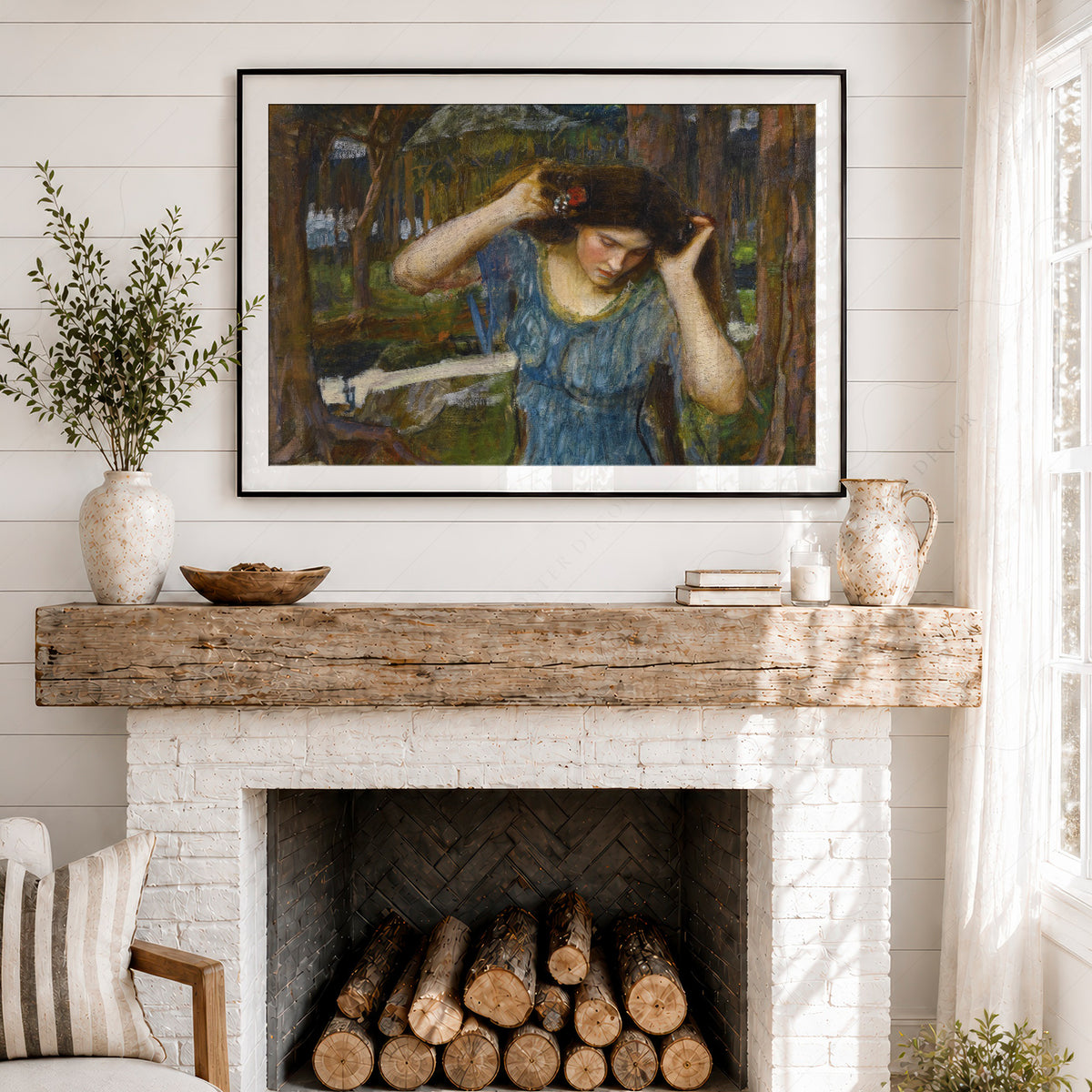 John William Waterhouse Woman in Blue in a Woodland Art Print — artwork preview 18