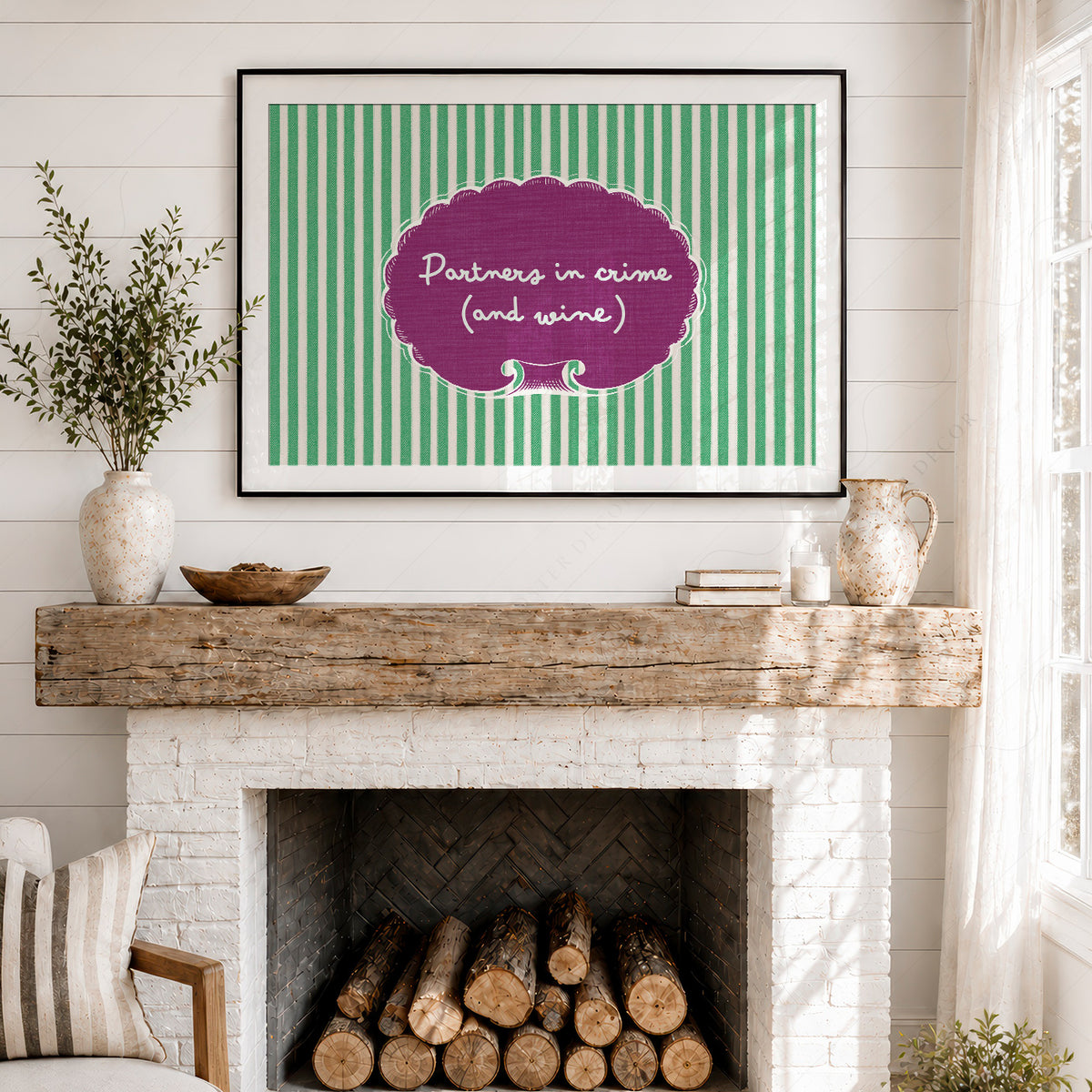 Partners in Crime and Wine Quote Art Print — artwork preview 18