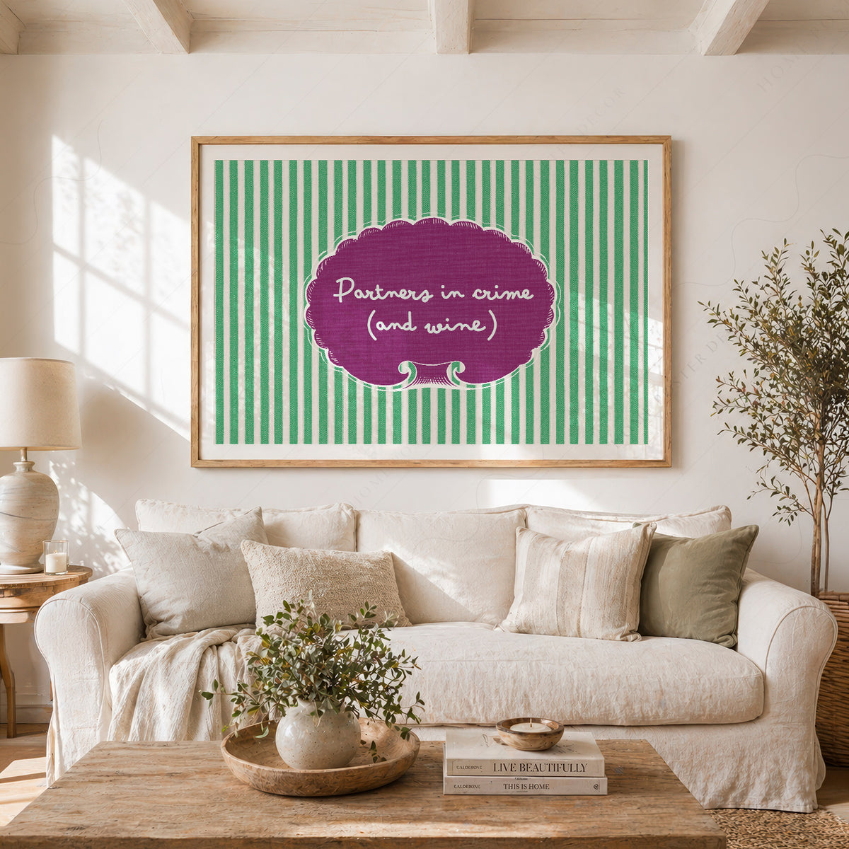 Partners in Crime and Wine Quote Art Print — artwork preview 23