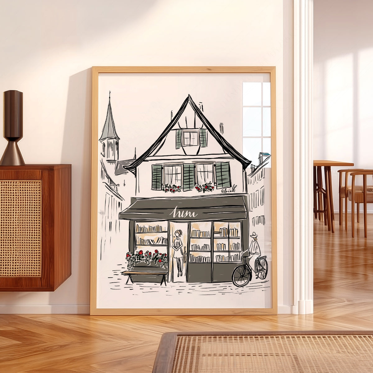 Zurich Bookshop Illustration Art Print — artwork preview 5
