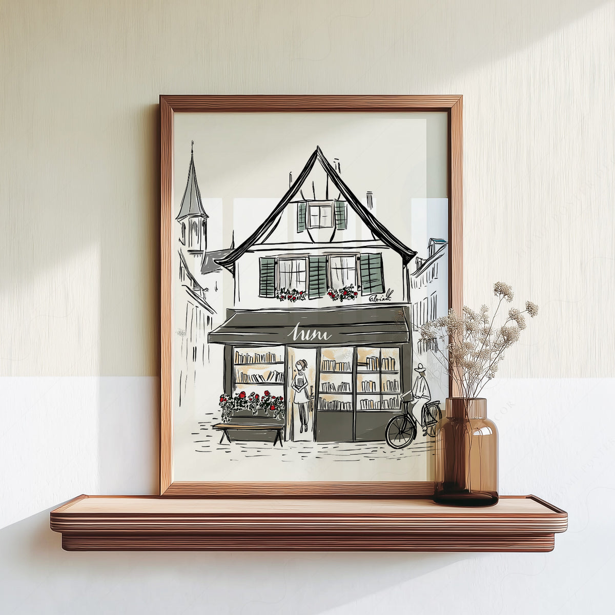 Zurich Bookshop Illustration Art Print — artwork preview 18