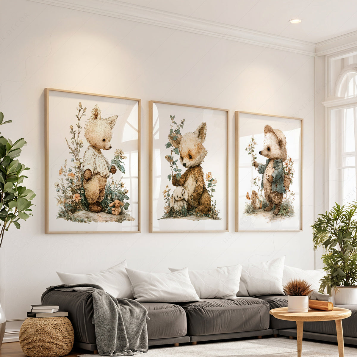 Woodland Nursery Art Set – Whimsical Forest Animals Storybook Prints – 70-02 — artwork preview 1
