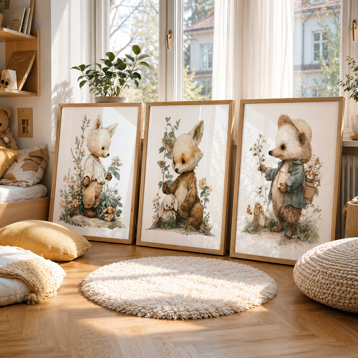 Woodland Nursery Art Set – Whimsical Forest Animals Storybook Prints – 70-02 — artwork preview 9