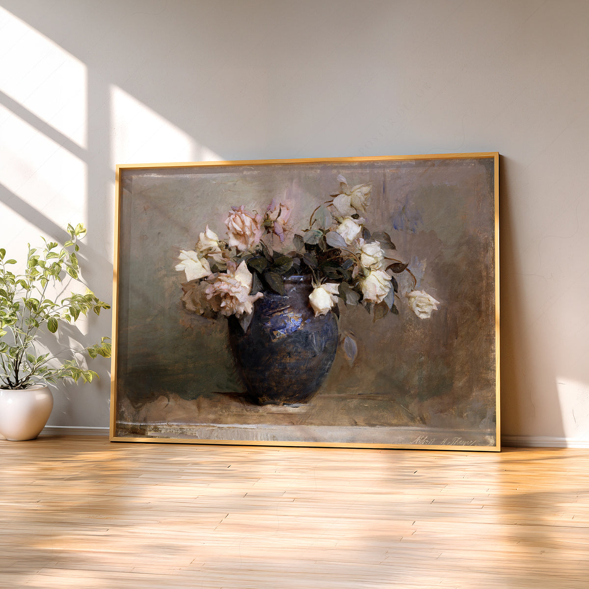 Abbott Handerson Thayer Flowers in a Blue Vase Art Print — artwork preview 2