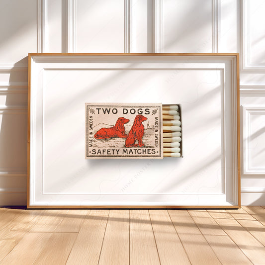 Vintage Two Dogs Swedish Matchbox Print – Retro Wall Art Poster — artwork preview 5