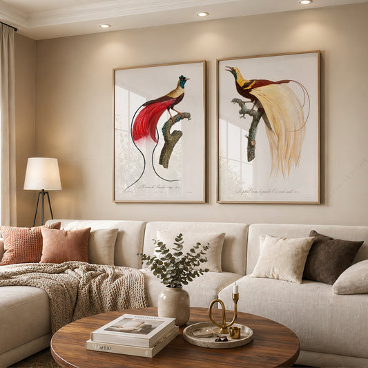Vintage Birds of Paradise Art Print Set – Botanical Wall Art Poster Pair – 02-01 — artwork preview 12