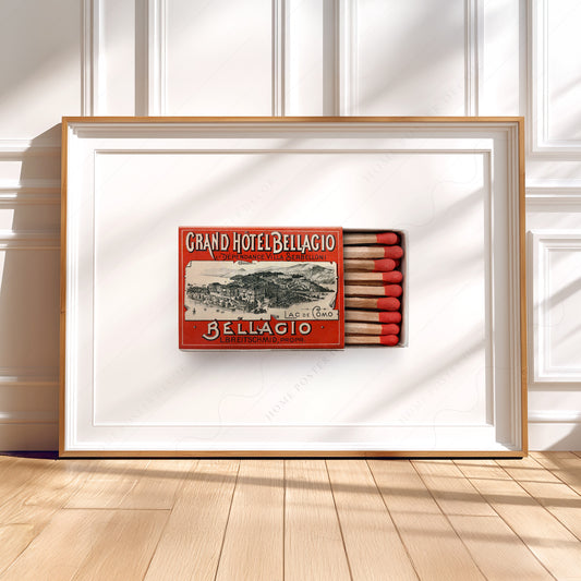 Vintage Grand Hotel Bellagio Matchbox Print – Lake Como Italy Wall Art — artwork preview 5