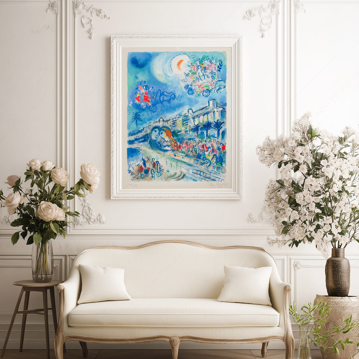 After Marc Chagall Blue City and Flowers Art Print — artwork preview 17