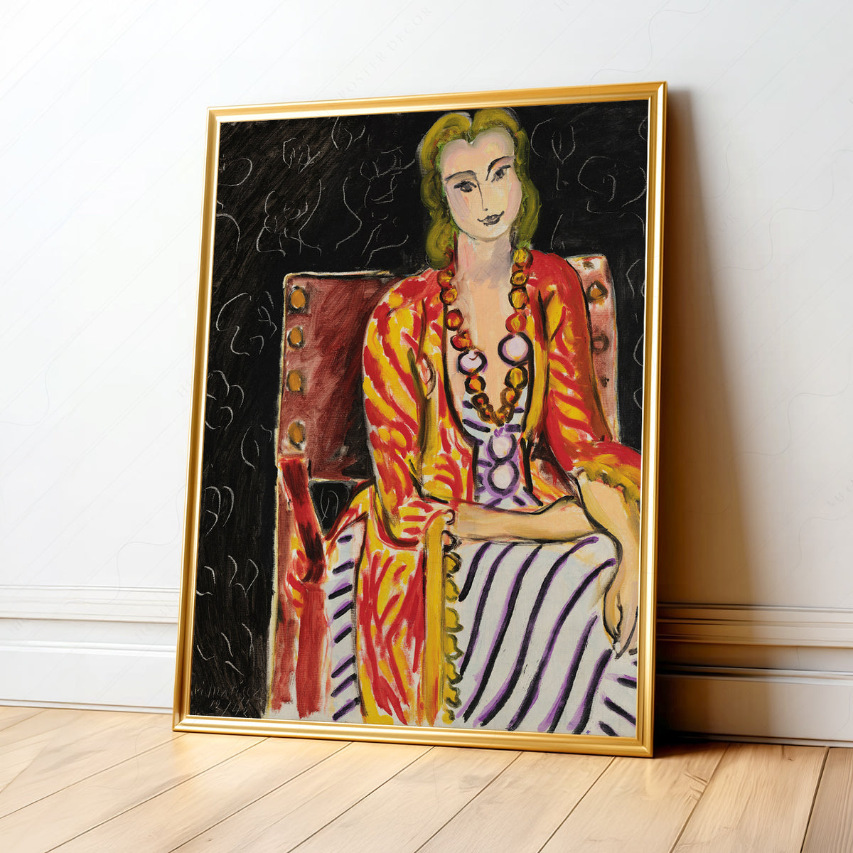 Henri Matisse Seated Woman against a Black Background Art Print — artwork preview 1