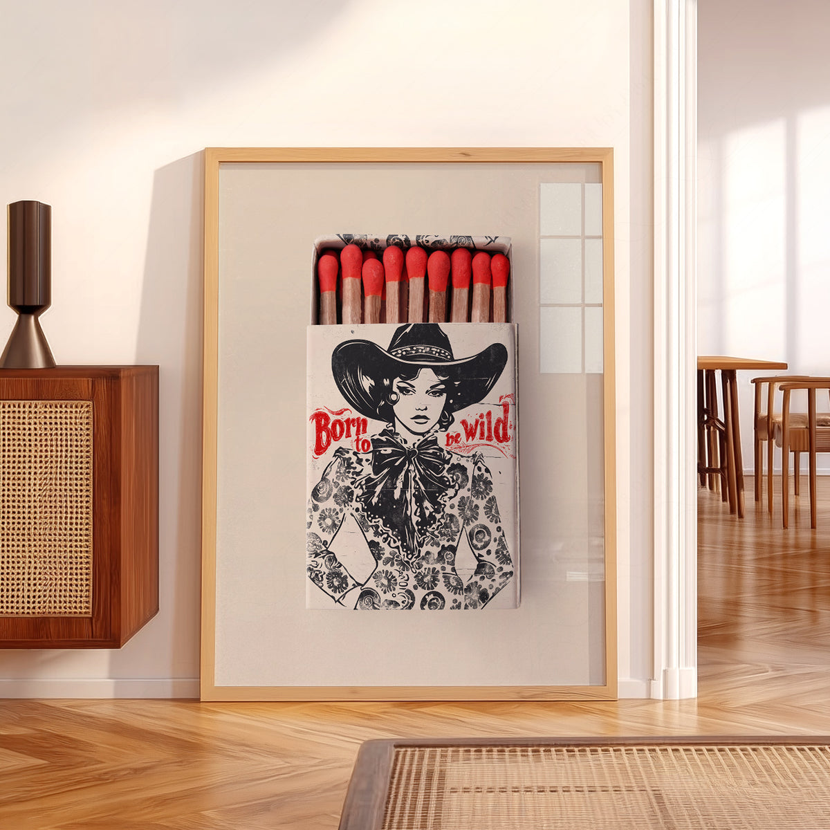 Born to Be Wild Black Cowboy Matchbox Art Print — artwork preview 5