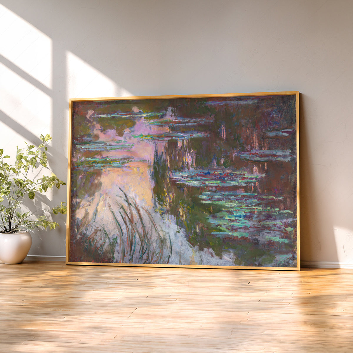 Claude Monet Water Lilies at Sunset Art Print — artwork preview 2
