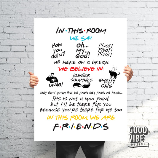 Friends TV Show Poster – In This Room Quotes Print – fine art print wall decor