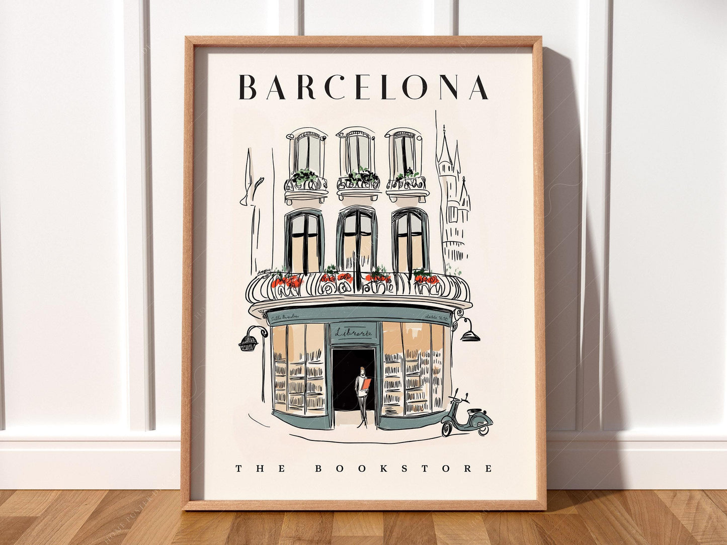 Bookstore Art Print Set – NYC Barcelona Amsterdam – exhibition poster wall art