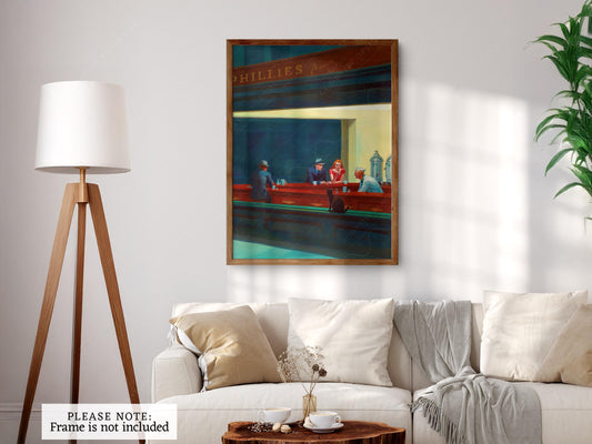 Nighthawks Cat Art Print – Edward Hopper Parody Poster – fine art print wall decor