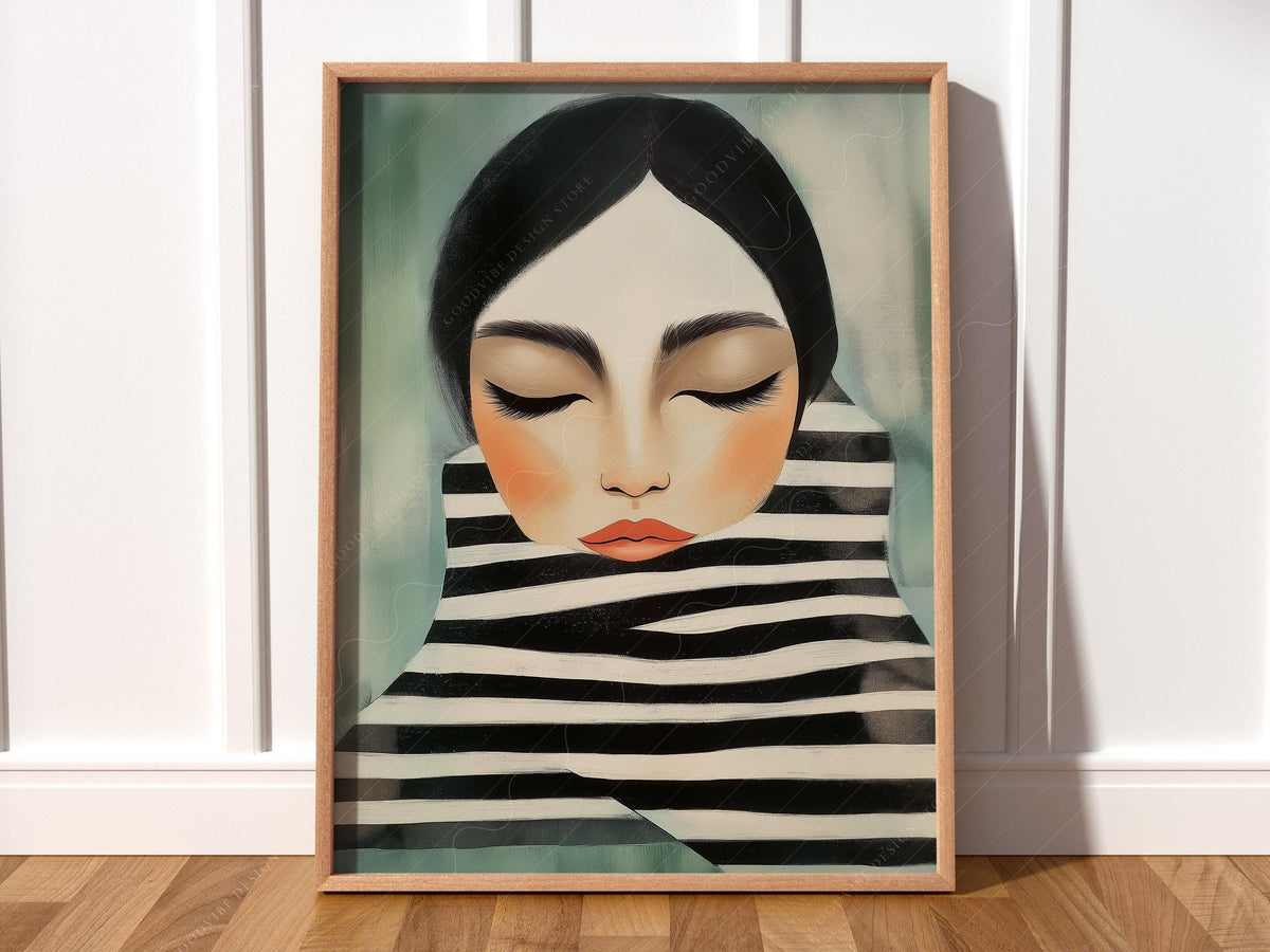 Woman Portrait Art Print – Modern Minimalist Black – fine art print wall decor
