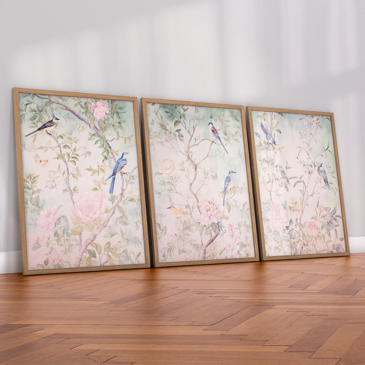 Chinoiserie Bird and Flower Art Prints Set of 3 – fine art print wall decor