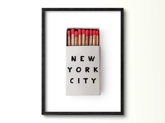 New York City Matchbox Print – Minimalist Retro Wall – vintage matchbox poster print