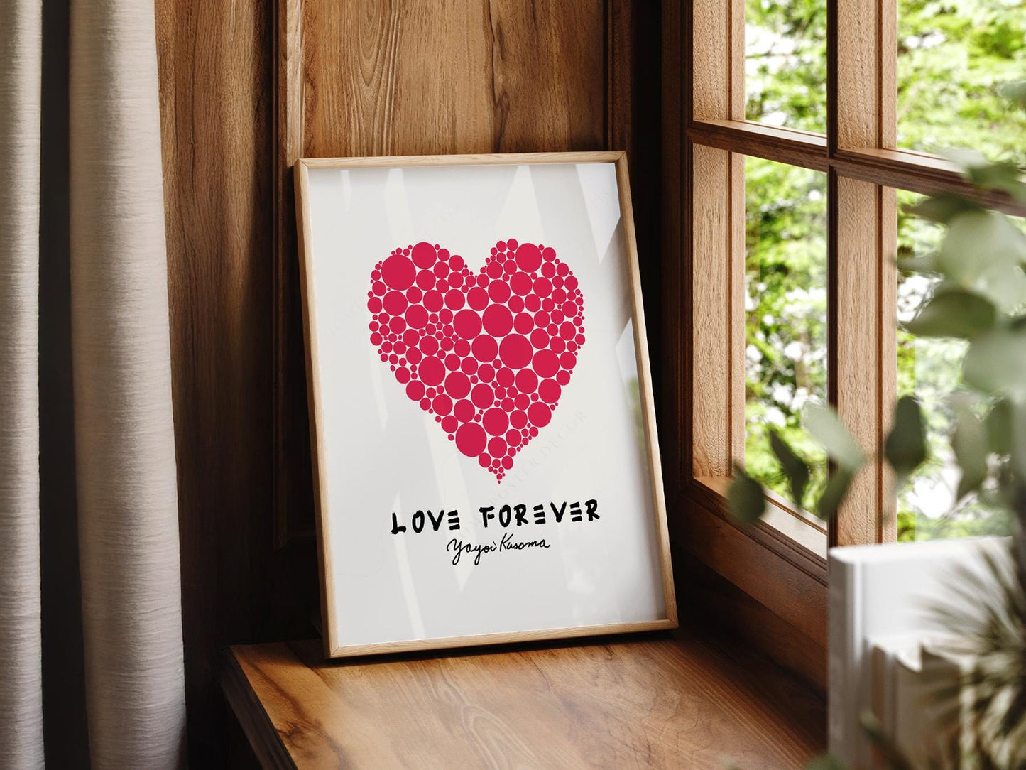 Yayoi Kusama Love Forever Art Print – Red Heart Polka – exhibition poster wall art