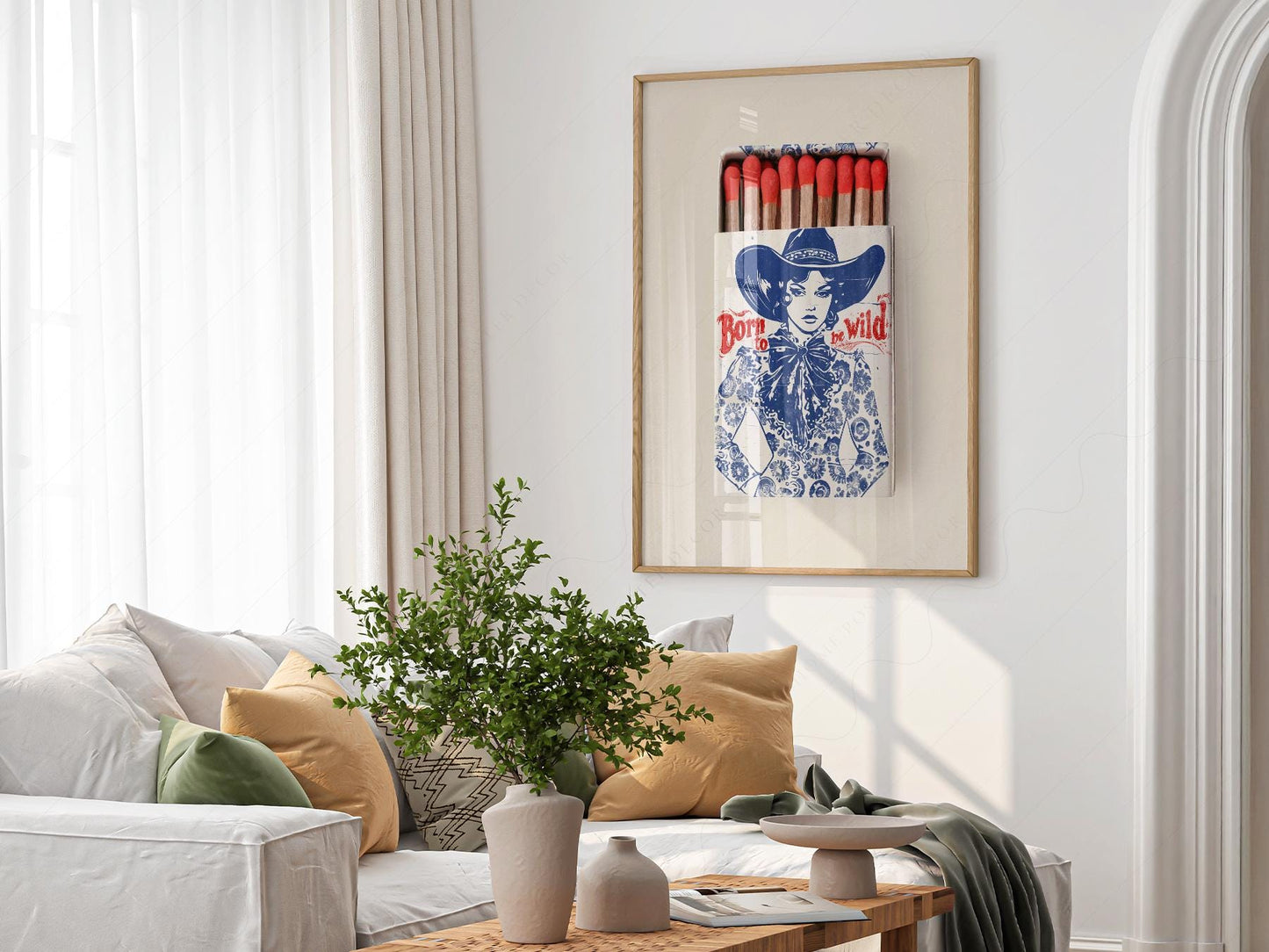 Born to Be Wild Cowgirl Matchbox Print – Vintage – retro wall decor print