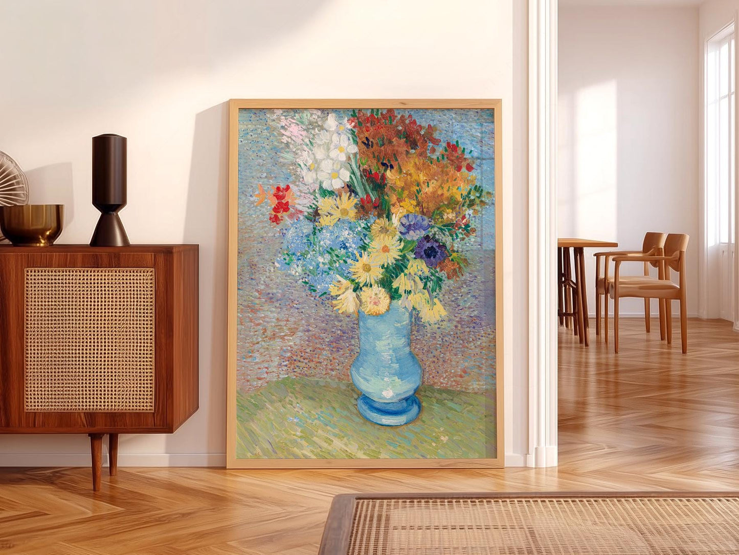 Van Gogh Flowers in a Blue Vase Art Print – Famous – exhibition poster wall art