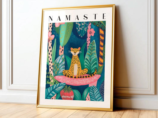 Namaste Leopard Print – Tropical Jungle Wall Art – fine art print wall decor