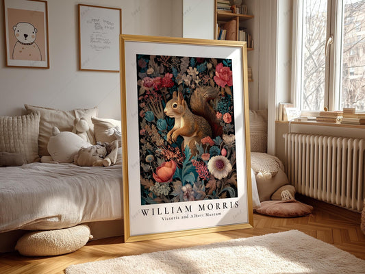 William Morris Squirrel Print – Botanical Wall Art – sweet nursery wall decor