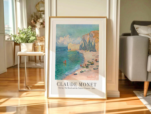 Claude Monet Étretat Beach and Falaise d'Amont Print – fine art print wall decor