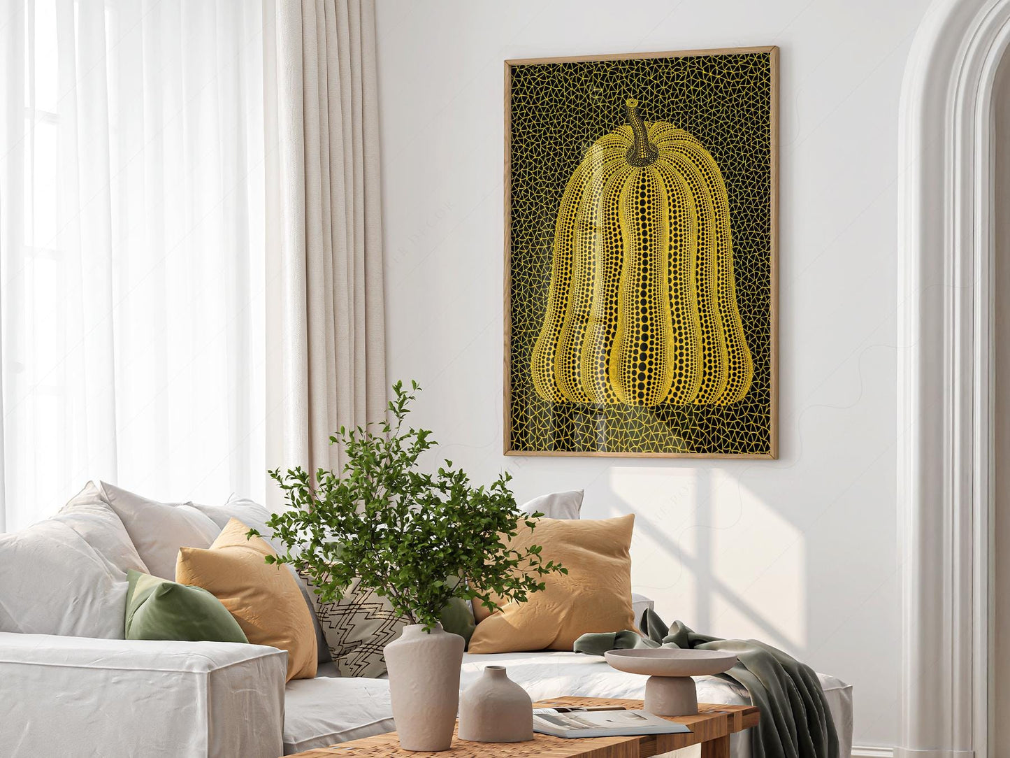 Yayoi Kusama Pumpkin Print – Dots and Nets Japanese – exhibition poster wall art