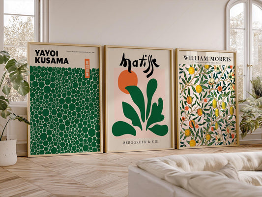 Kusama Matisse William Morris Gallery Wall Set – Green – fine art print wall decor