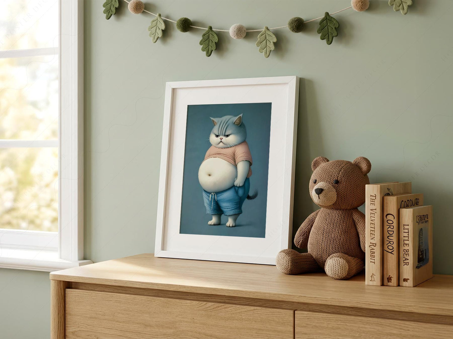 Grumpy Chubby Cat Art Print – Funny Pet Portrait – exhibition poster wall art