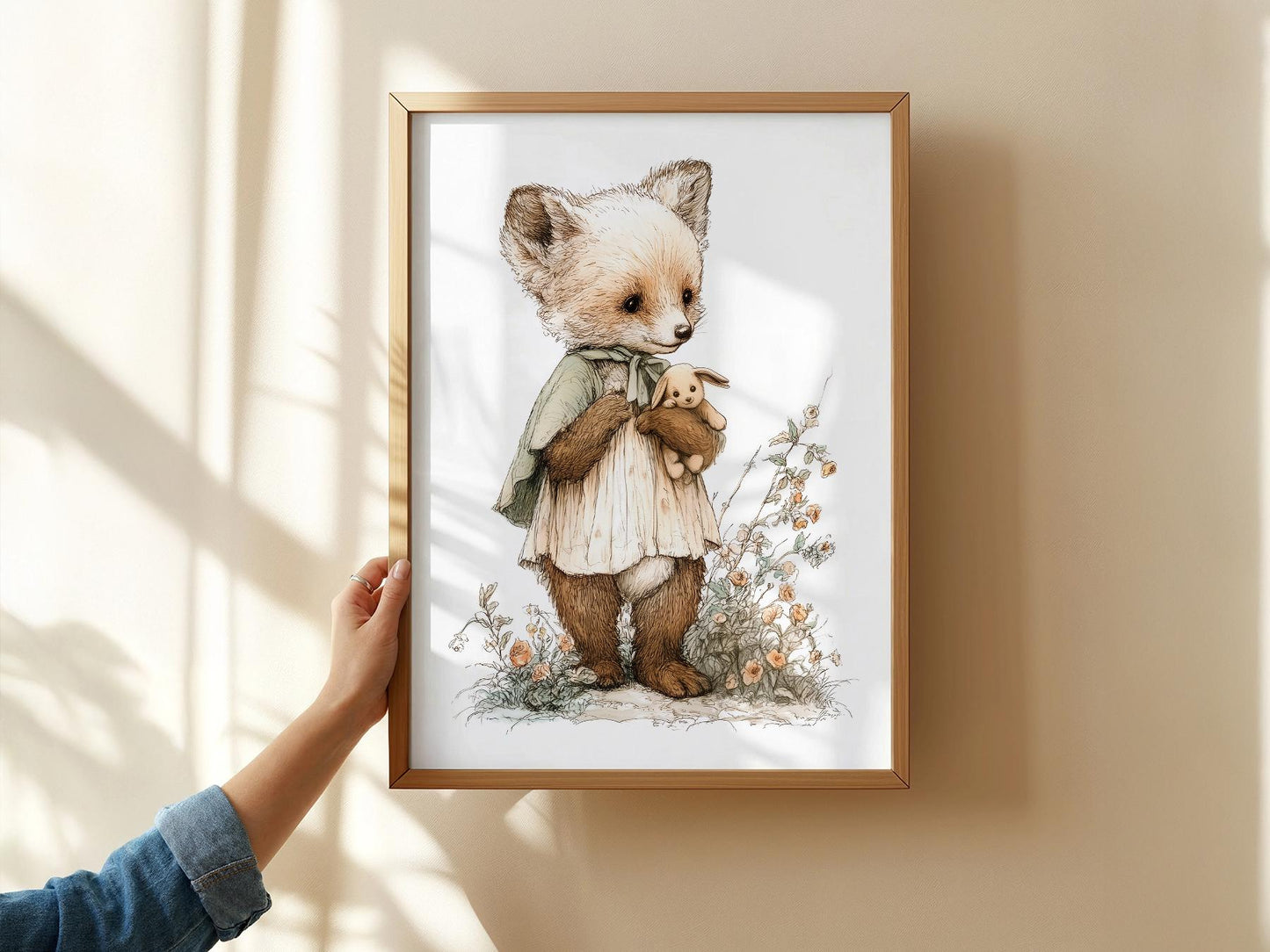 Storybook Fox Art Print – Vintage Woodland Nursery – toddler room wall art print