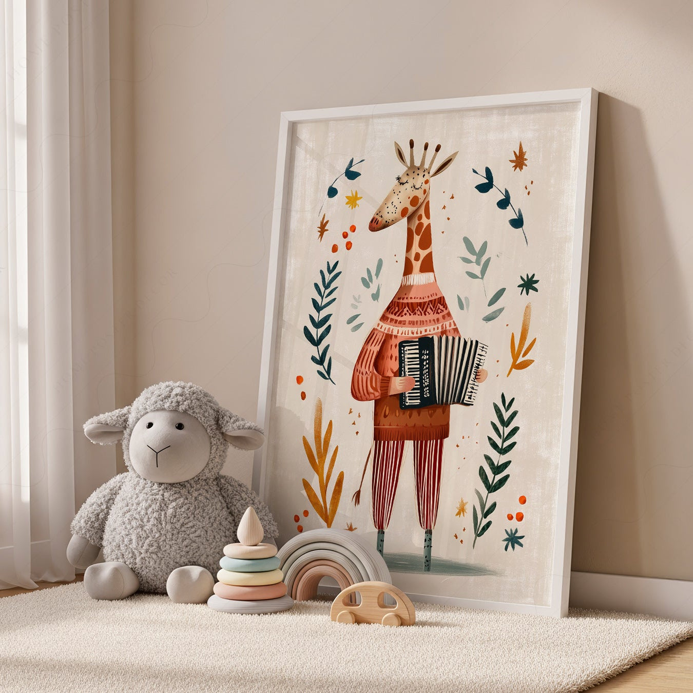 Musical giraffe art, Nursery wall decor