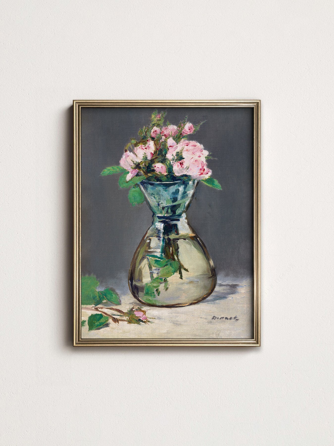 Édouard Manet Moss Roses in a Vase Art Print – Impressionist Wall Decor