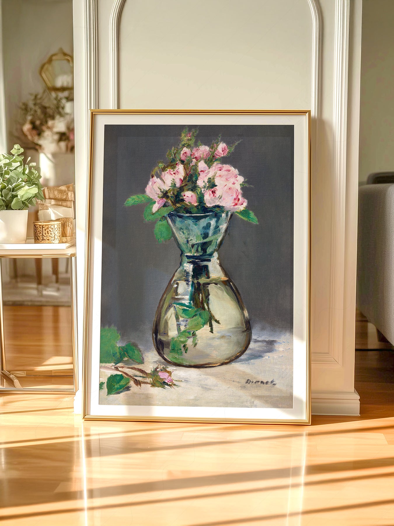 Gallery wall featuring Édouard Manet Moss Roses in a Vase fine art print